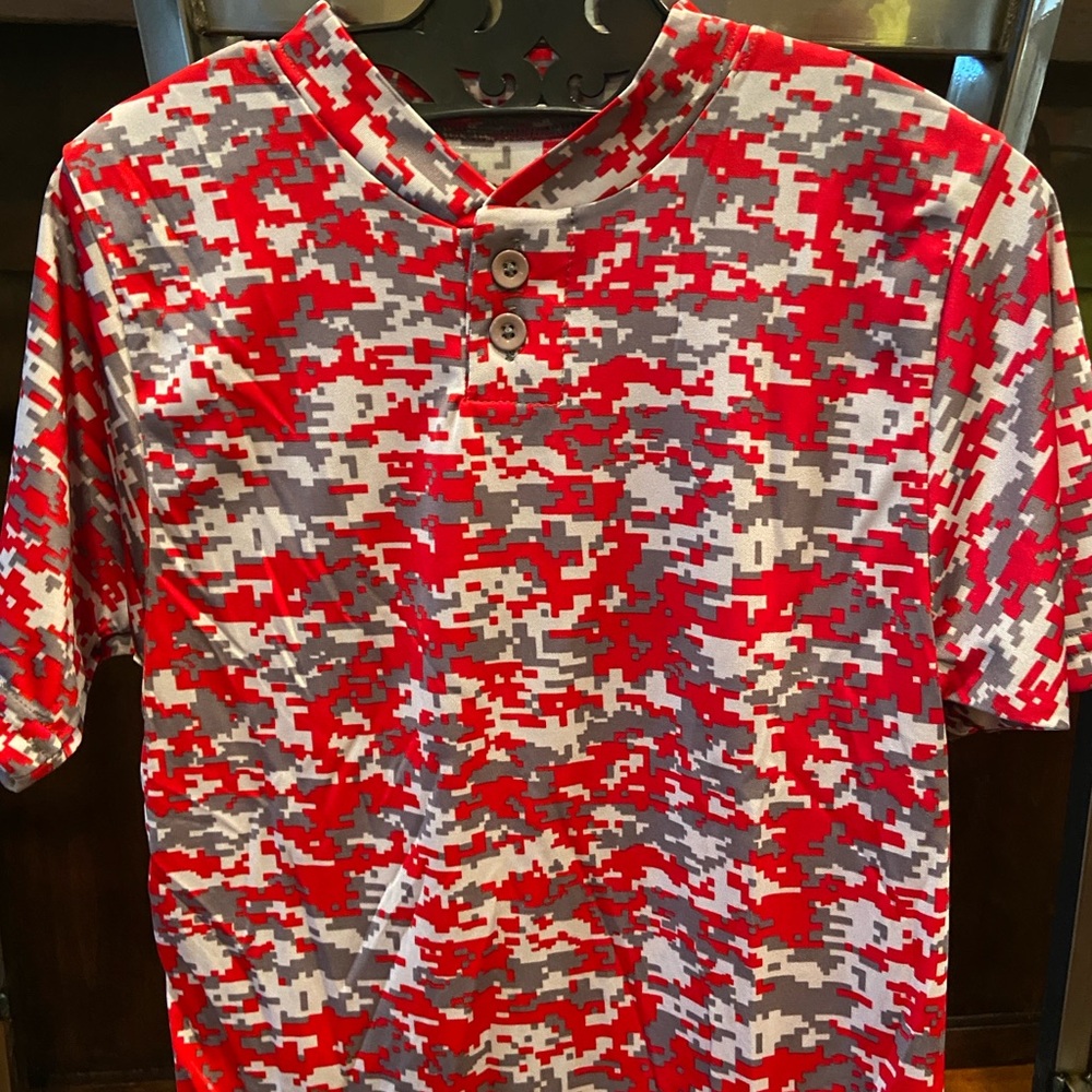 Augusta Sportswear Red and Gray Digital Camo Men's Shirt